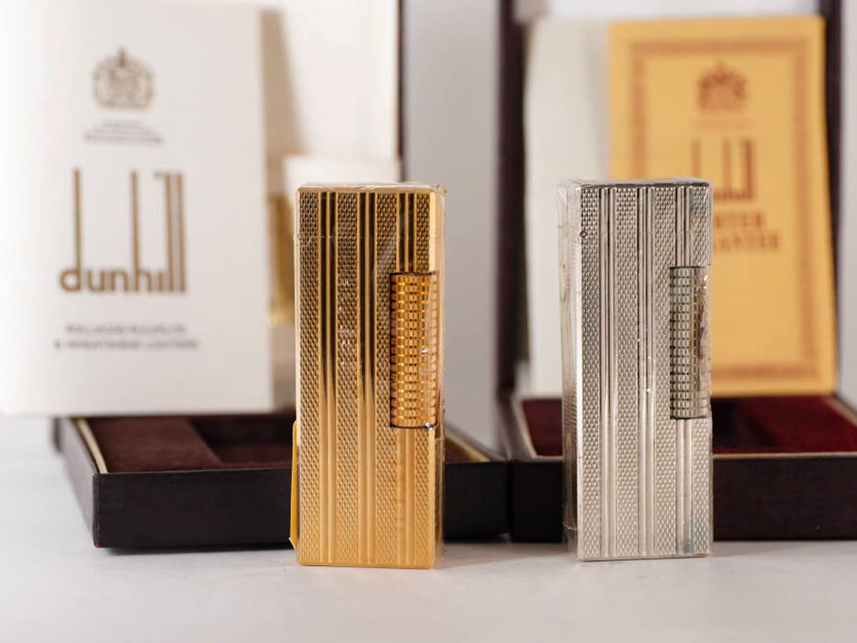 dunhill ダンヒル ガスライター 2点セット ゴールドカラー シルバーカラー ラインデザイン 箱付