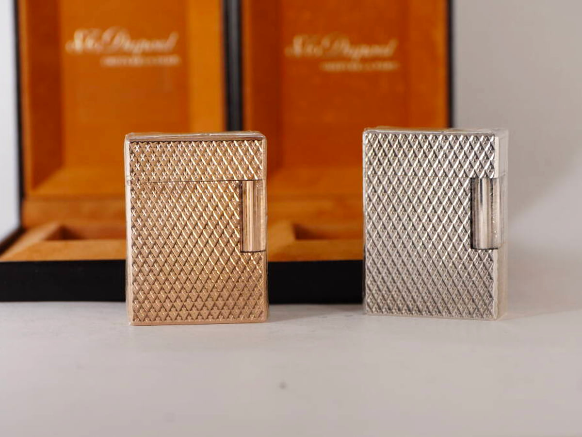 S.T.Dupont エステーデュポン L1系 ガスライター 2点セット 原箱付 ゴールド系 シルバー系 現状品