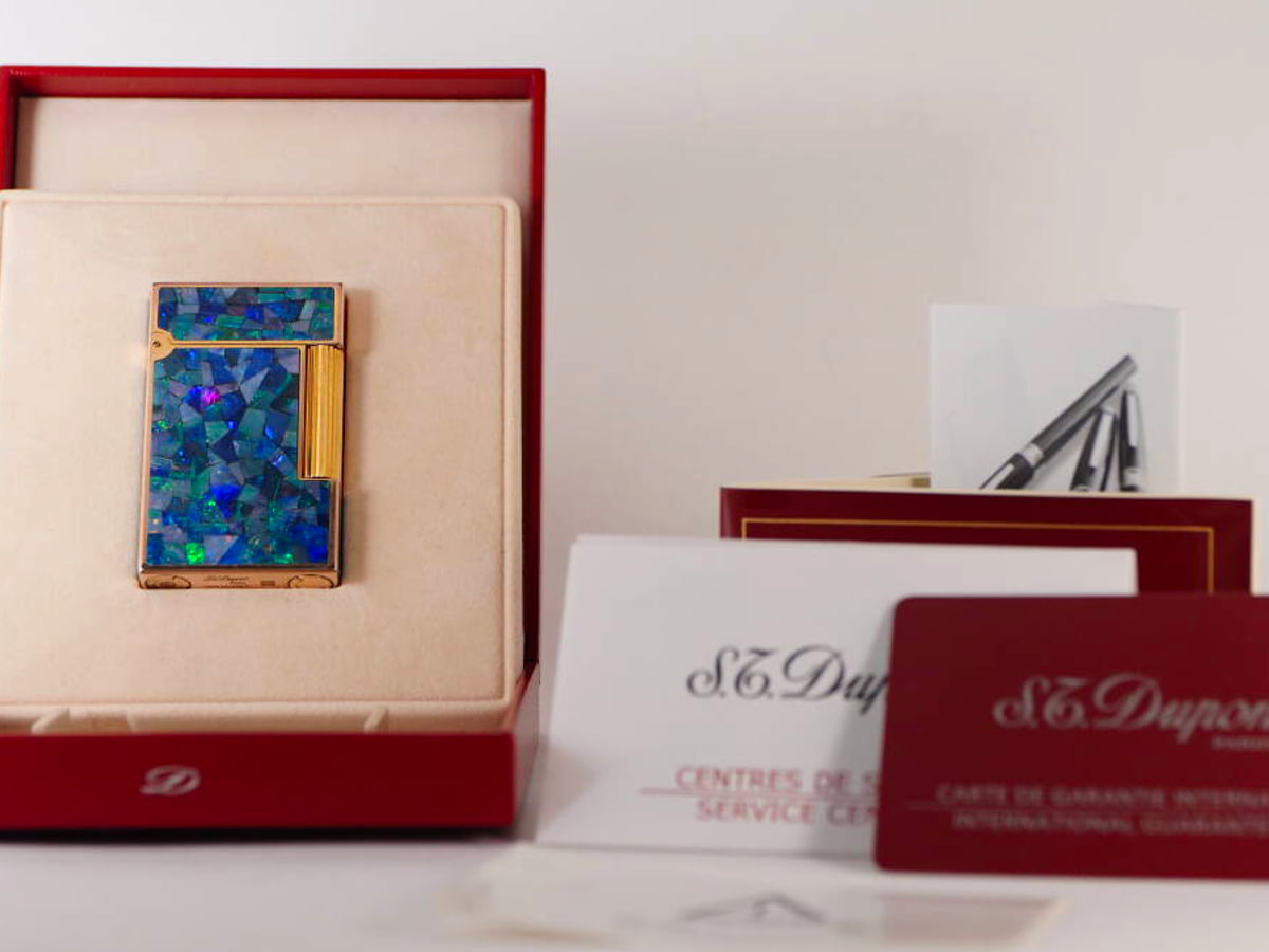 S.T. Dupont エステーデュポン ガスライター マルチカラー面材 ローズゴールドカラー 原盒付 書類付 単品