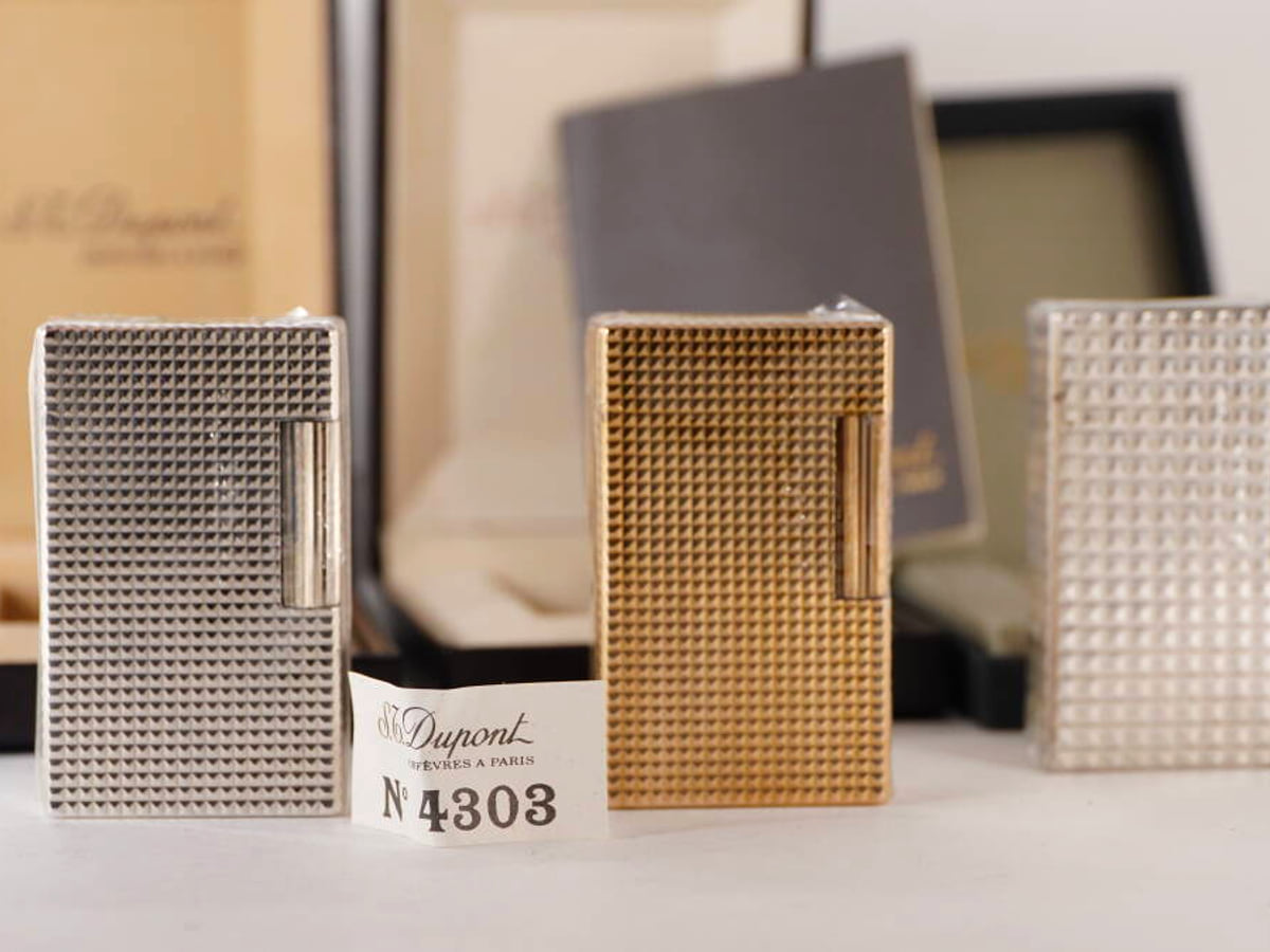 S.T.Dupont エステーデュポン L1 ガスライター 3点セット ゴールドカラー シルバーカラー ピラミッド調 箱付