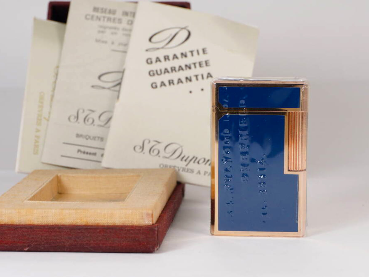S.T.Dupont エステーデュポン ガスライター ブルー系 ライン1系 喫煙具 動作未確認 現状品
