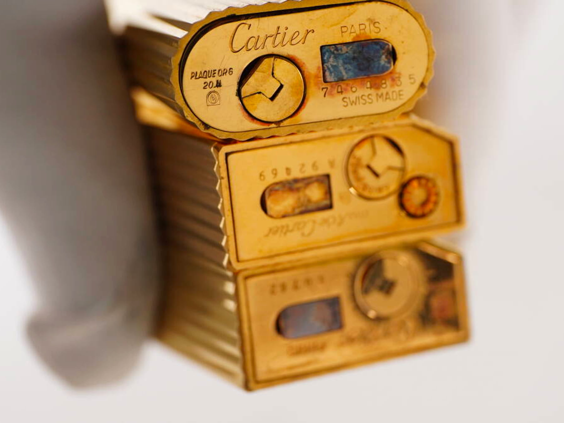 Cartier カルティエ ガスライター 3点セット ゴールドカラー 縦ライン調 単品 現状品 · plate 7