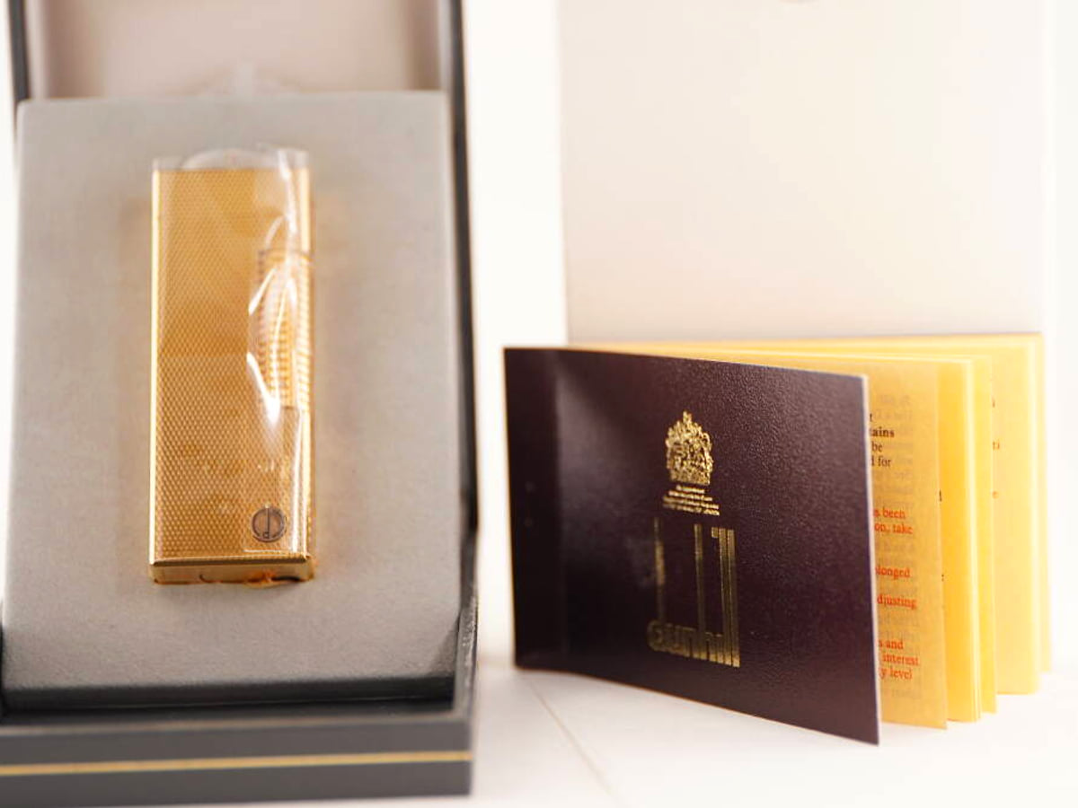 dunhill ダンヒル ガスライター ゴールドカラー 細密格子柄 元箱付