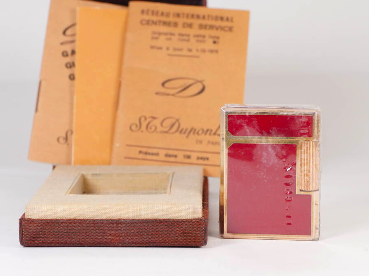 S.T.Dupont エステーデュポン ガスライター レッド系 小型 ライン1系 喫煙具 動作未確認 現状品