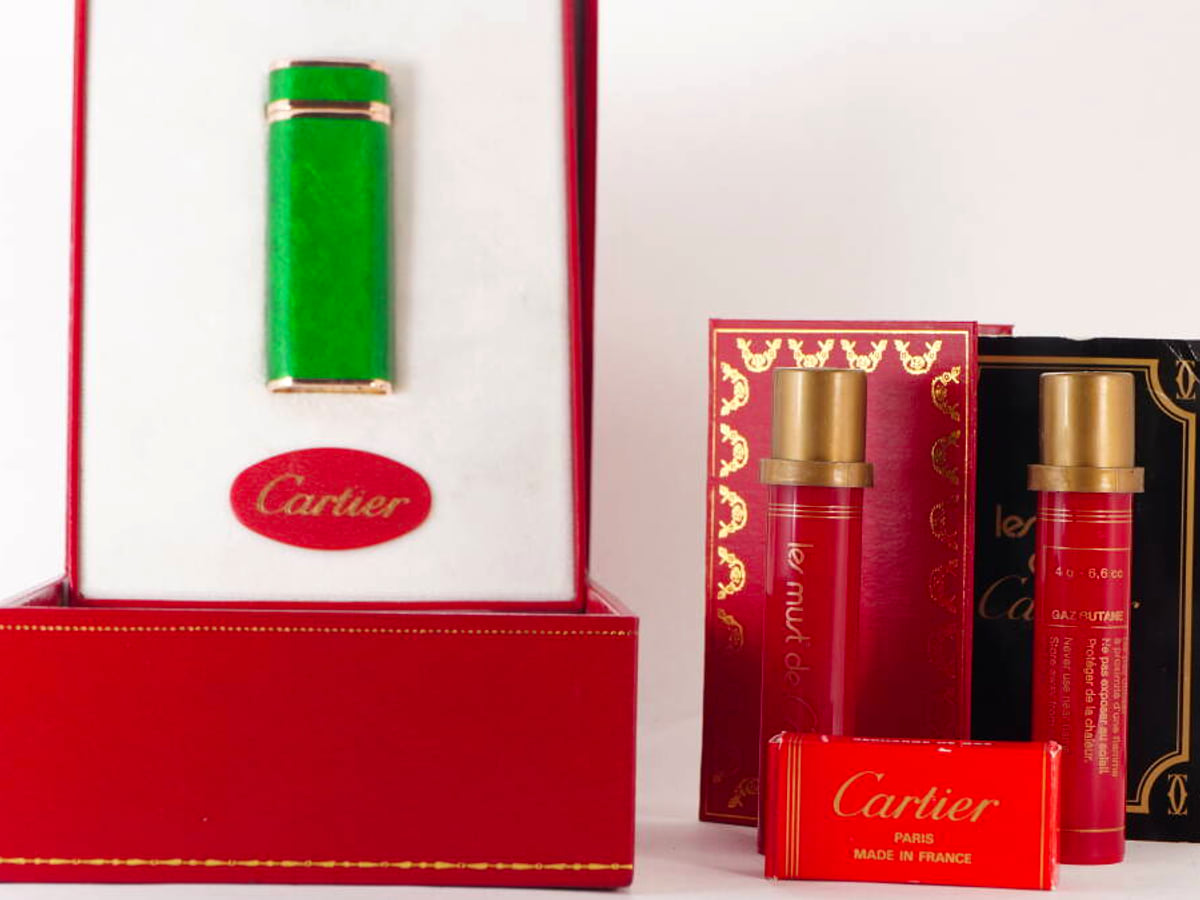 Cartier カルティエ ガスライター グリーン系 750 18K 93g 参考表記 元箱付
