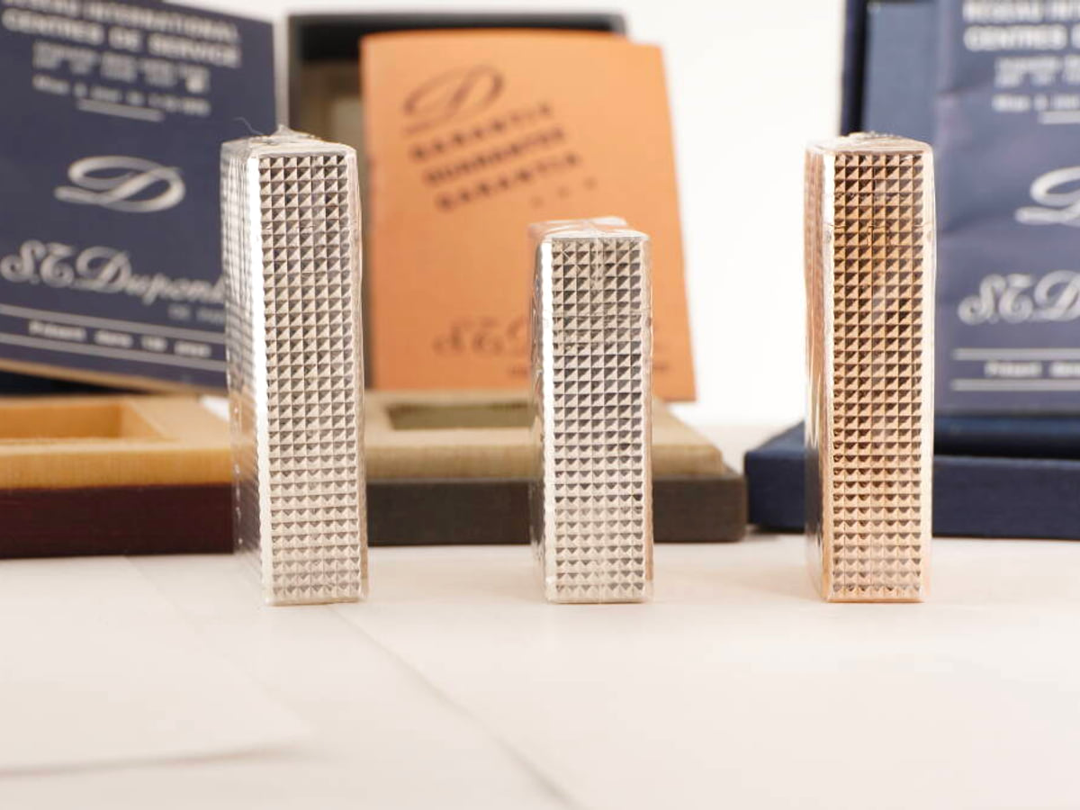 S.T.Dupont エステーデュポン L1 ガスライター 3点セット 格子柄 元箱付