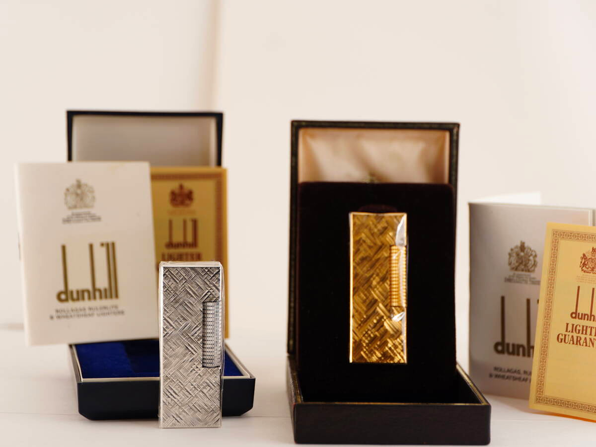 dunhill ダンヒル表記 ガスライター 2点 金銀色 ケース・書類類付 ジャンク品