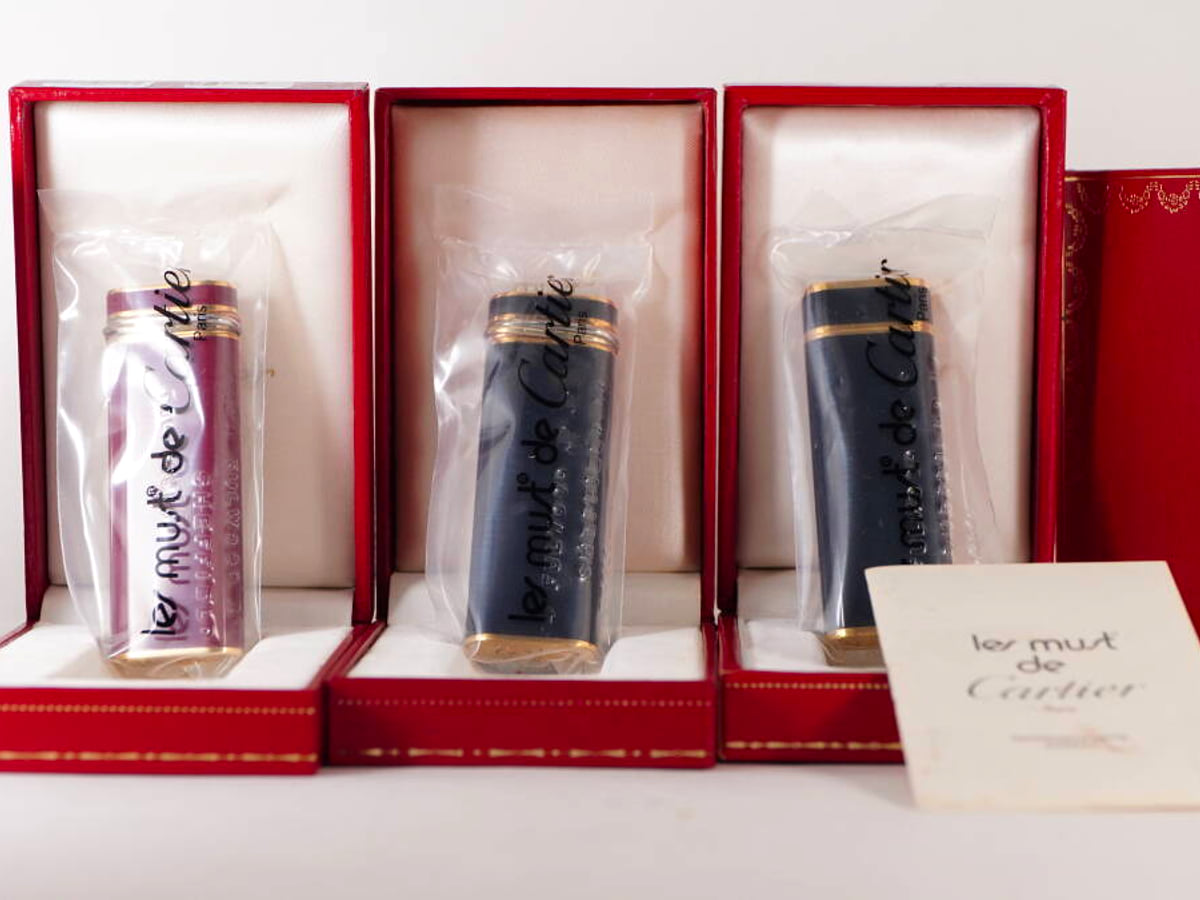 Cartier カルティエ ガスライター 3点セット 原箱付 ボルドー系 ブラック系 漆面調 現状品