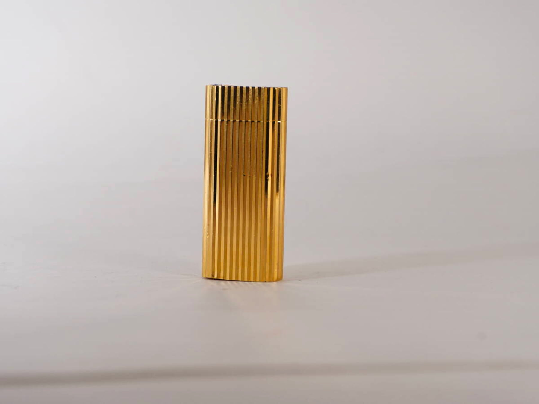 Cartier カルティエ ガスライター ゴールドカラー ストライプ調 短款 単体 · plate 9