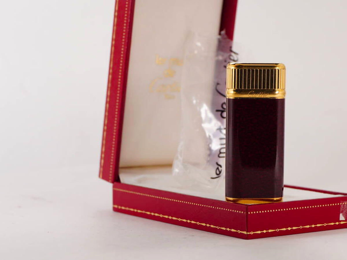Cartier カルティエ ガスライター ボルドー系 総柄調 元箱付