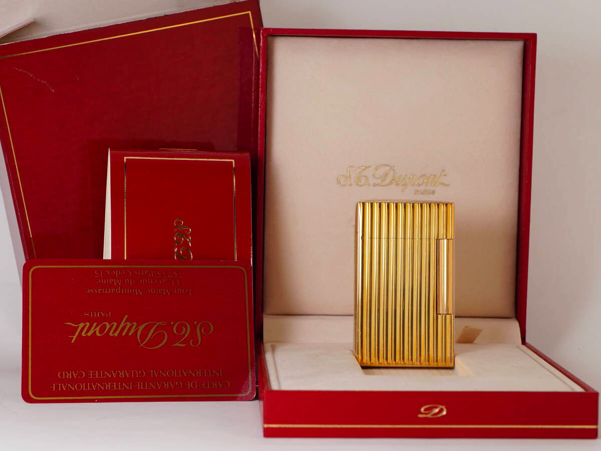 S.T. Dupont デュポン ガスライター ライン2 L2 ゴールドストライプ 箱・保証書付 現状品