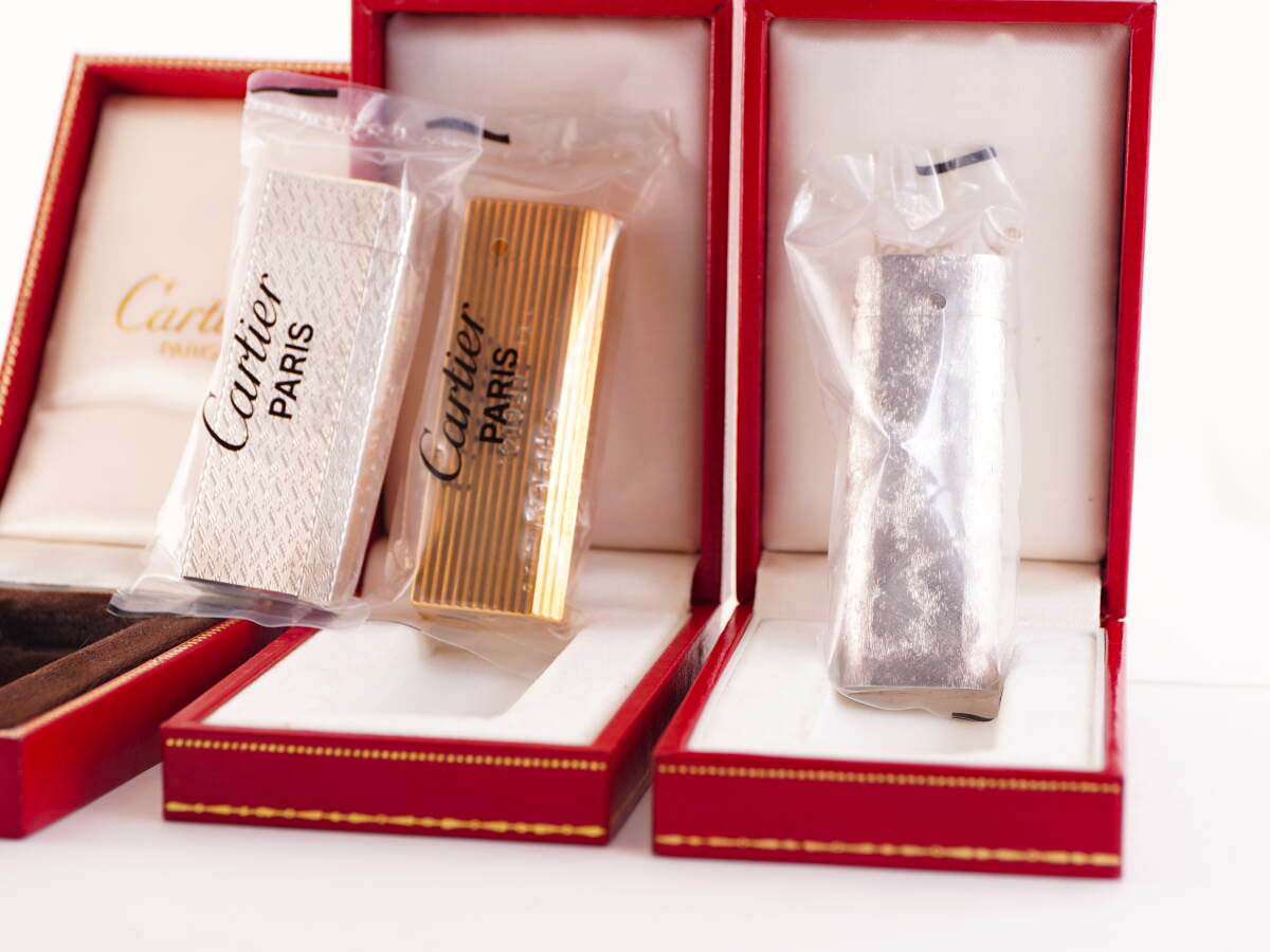 Cartier カルティエ表記 ガスライター 3点 ケース付 ジャンク品