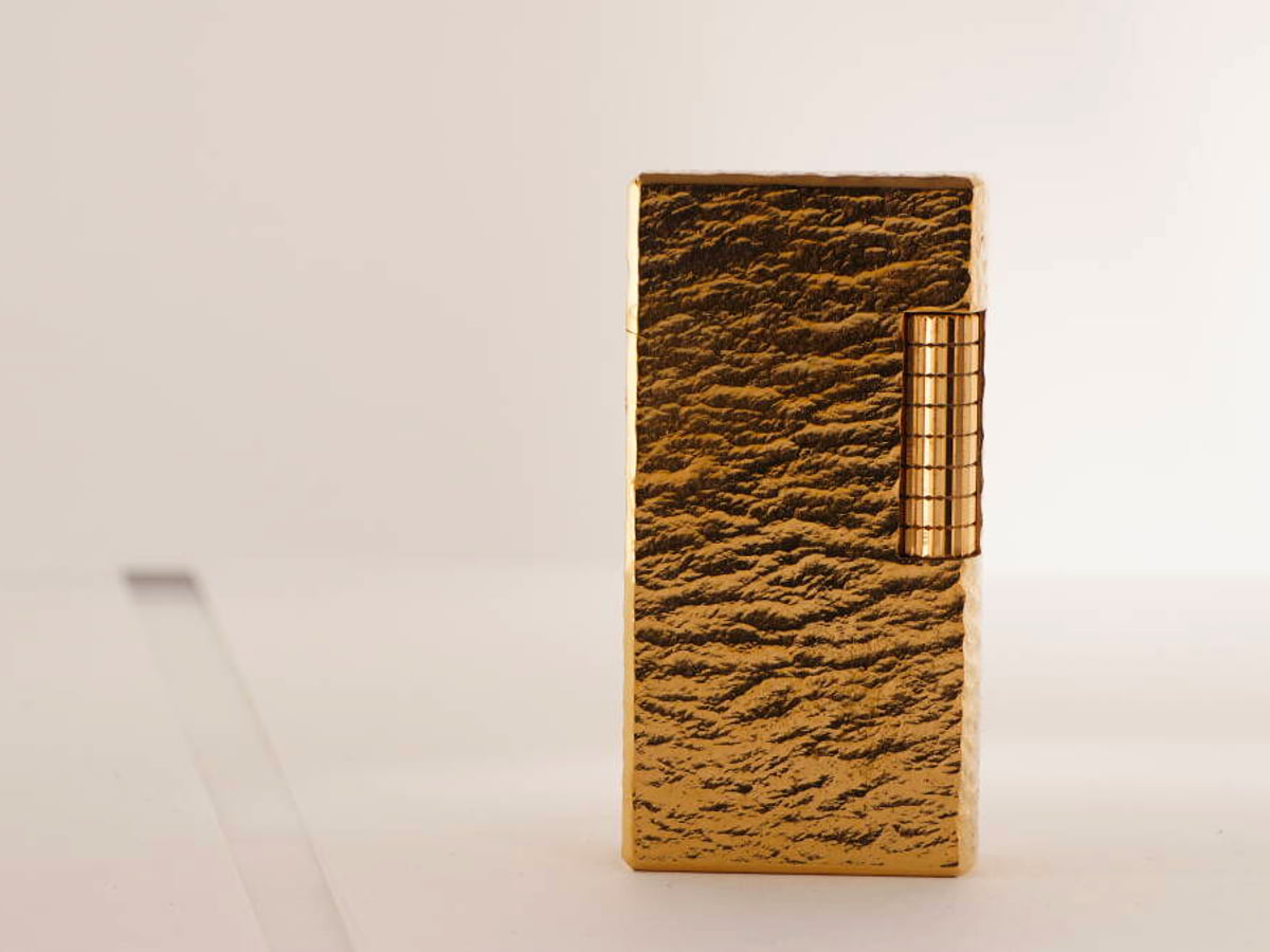 dunhill ダンヒル ガスライター ゴールドカラー 樹皮調模様