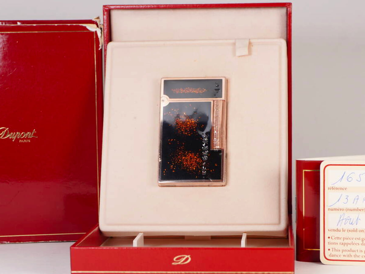 S.T.Dupont デュポン ガスライター L2 中国漆調 ゴールド系 現状品