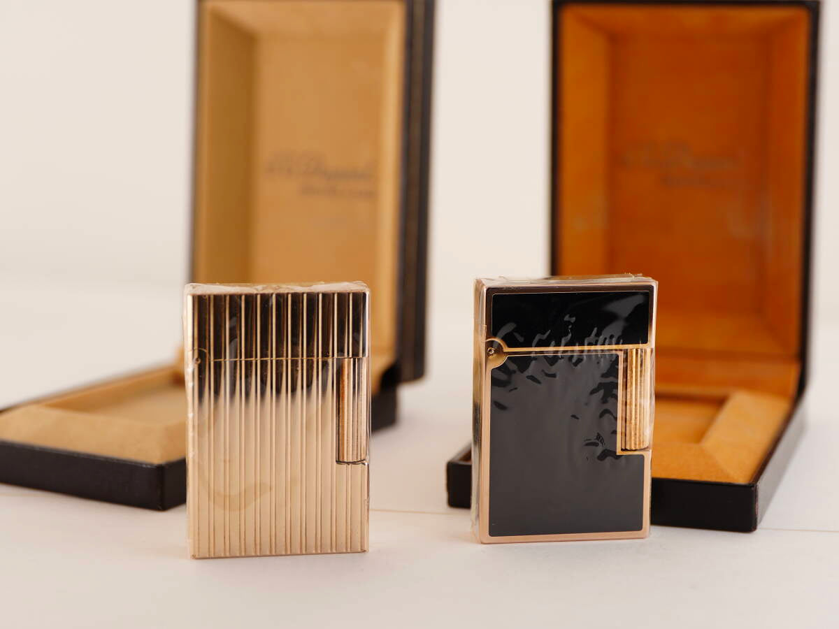 S.T.Dupont デュポン表記 ライン2タイプ ガスライター 2点 ケース付 ジャンク品