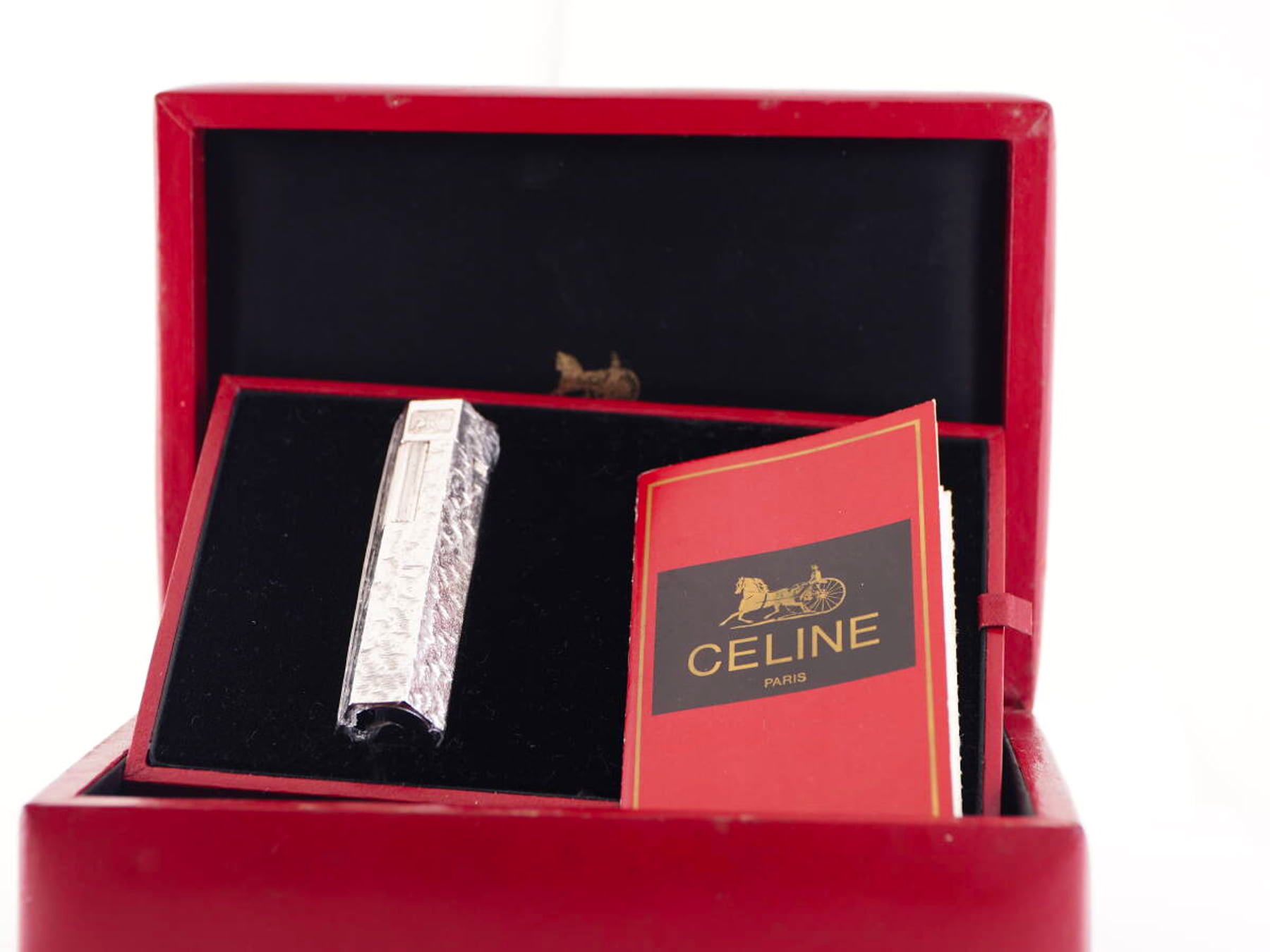 CELINE セリーヌ表記 シルバーカラー ガスライター 大型ケース付 ジャンク品