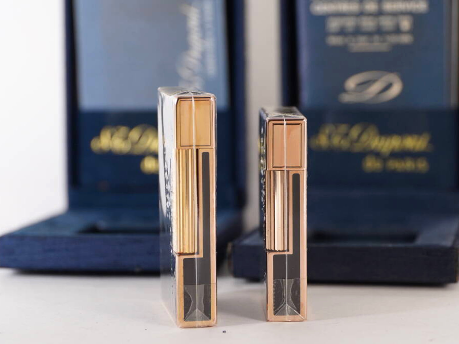S.T.Dupont エステーデュポン L2系 ガスライター 2点セット 原箱付 ブラック系 中国漆調 現状品