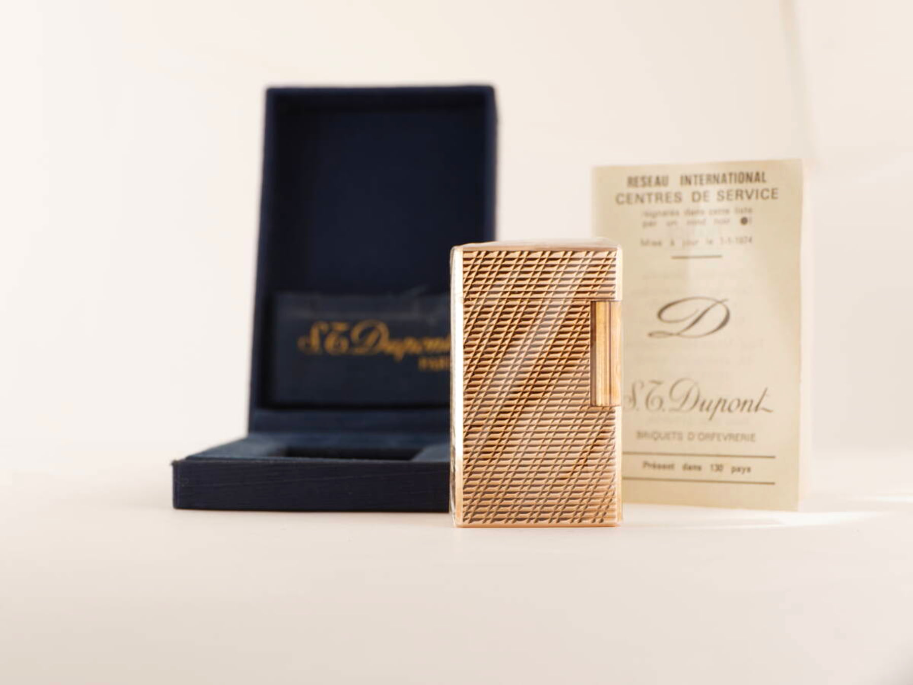 S.T.Dupont デュポン ガスライター ライン1タイプ ゴールド系 元箱付