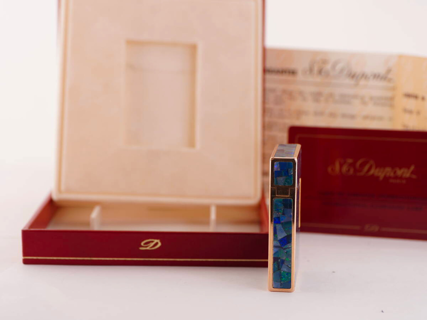S.T.Dupont デュポン表記 ライン2タイプ オパール調装飾 ガスライター ケース付 ジャンク品 · plate 5