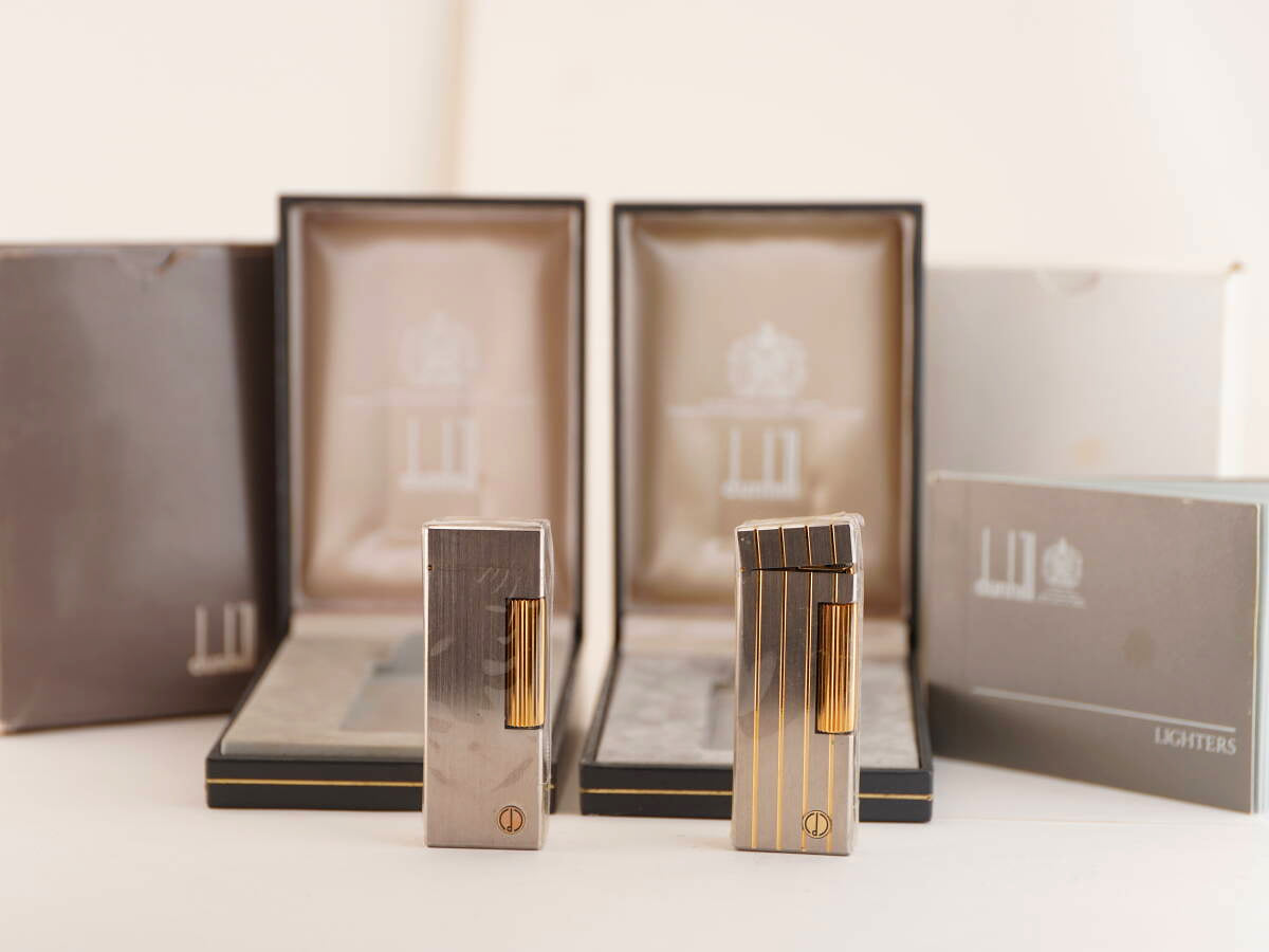 dunhill ダンヒル表記 シルバーカラー ガスライター 2点 ケース付 ジャンク品