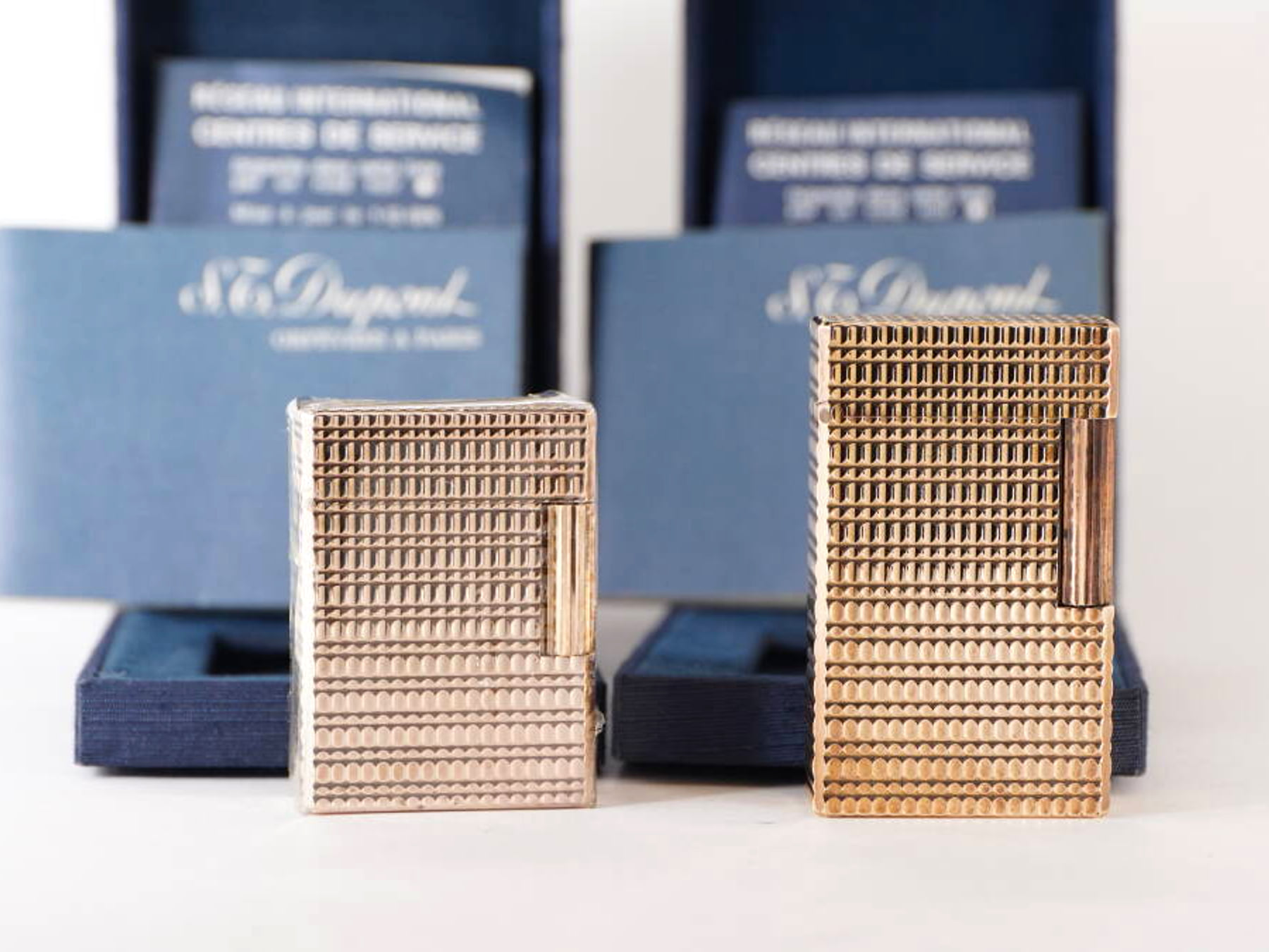 S.T. Dupont エス・テー・デュポン L1 ガスライター 2点セット 大小サイズ 原箱付 ゴールドカラー
