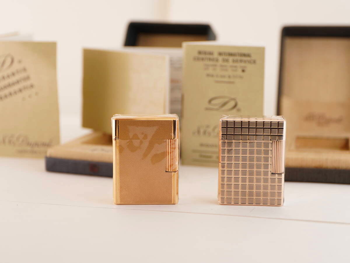 S.T.Dupont デュポン表記 ライン1タイプ ガスライター 2点 ケース・書類類付 ジャンク品