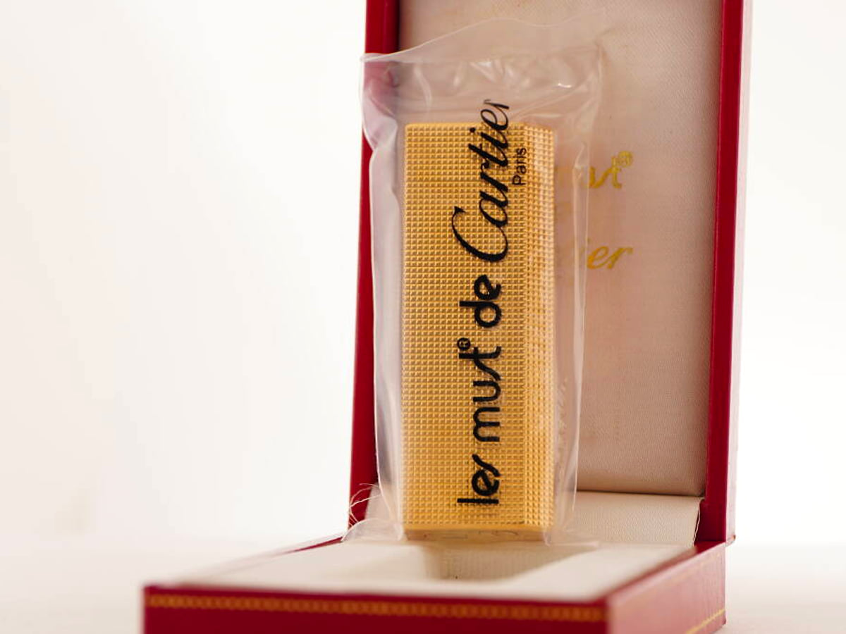 Cartier カルティエ表記 五角形 ガスライター ゴールドカラー ケース付 ジャンク品