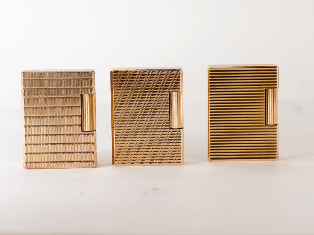 S.T.Dupont エステーデュポン L1系 ガスライター 3点セット ゴールドカラー 各種デザイン 現状品