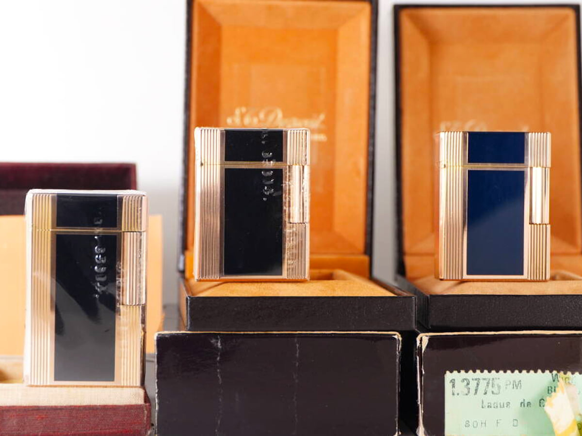 S.T.Dupont エステーデュポン L1 ガスライター 3点セット 原箱付 ブラック系 パネルデザイン 現状品
