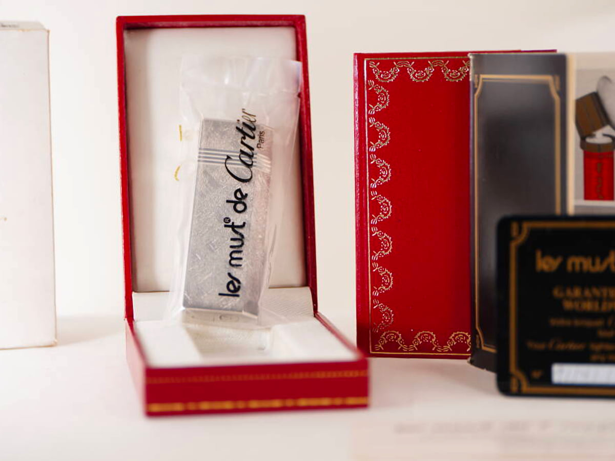 Cartier カルティエ ガスライター シルバーカラー 角型 細密柄 元箱 保証書付