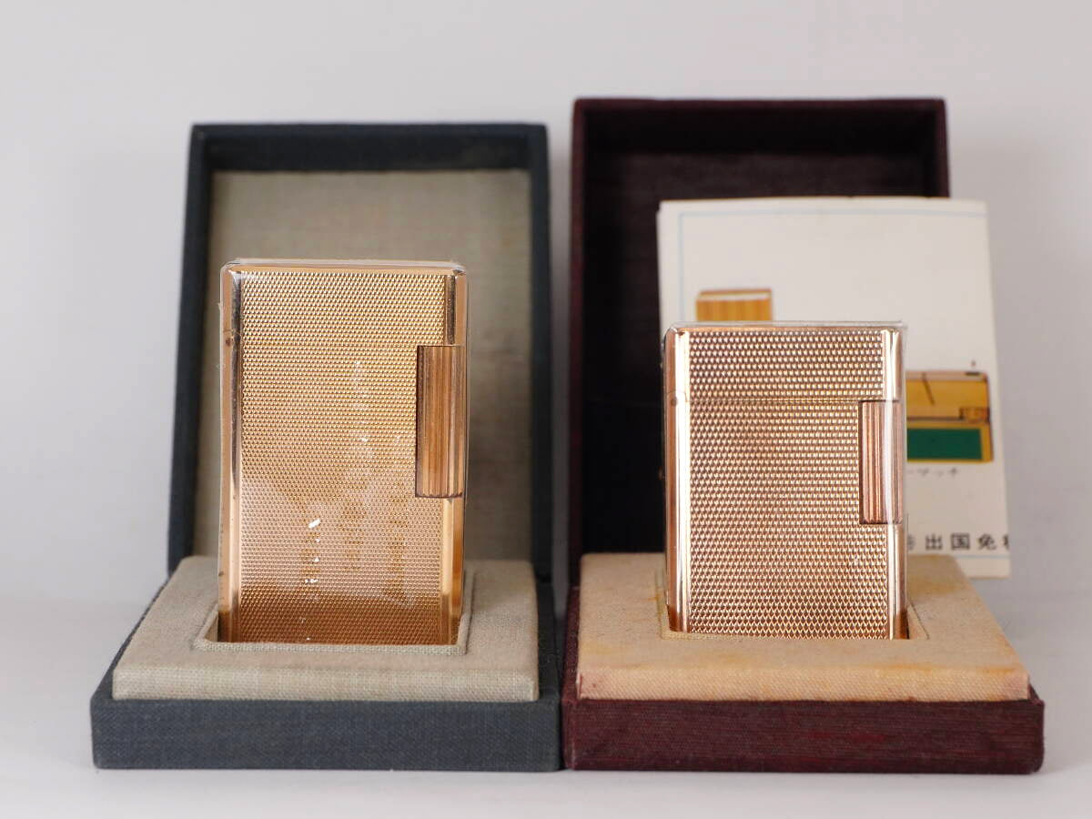 S.T.Dupont デュポン ライター 2点セット ライン1 ゴールドカラー 格子模様 箱付 現状品