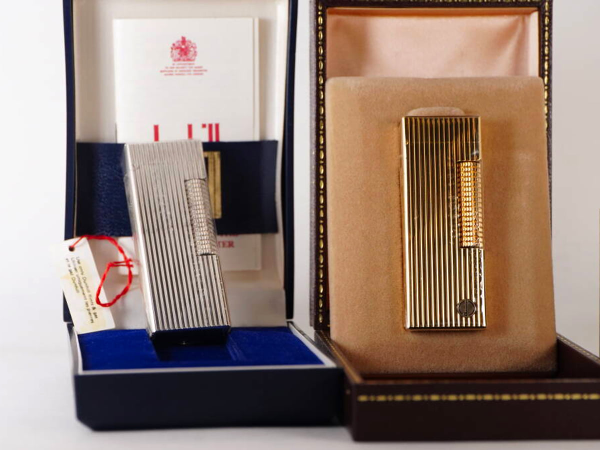 dunhill ダンヒル ガスライター 2点セット ゴールドカラー シルバーカラー ラインデザイン 箱付