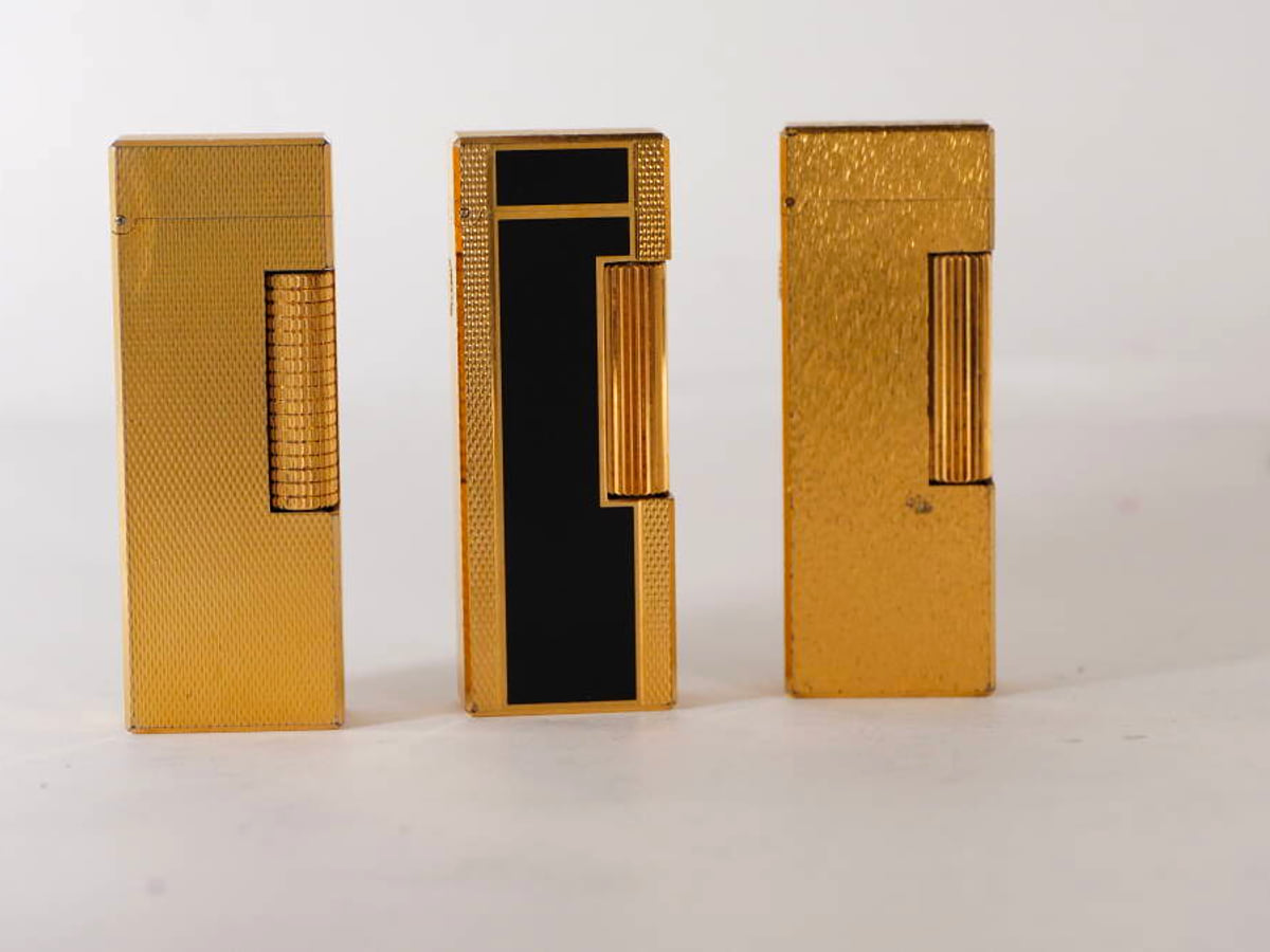 dunhill ダンヒル ガスライター 3点セット ゴールドカラー ブラック系デザイン含む 単品 現状品