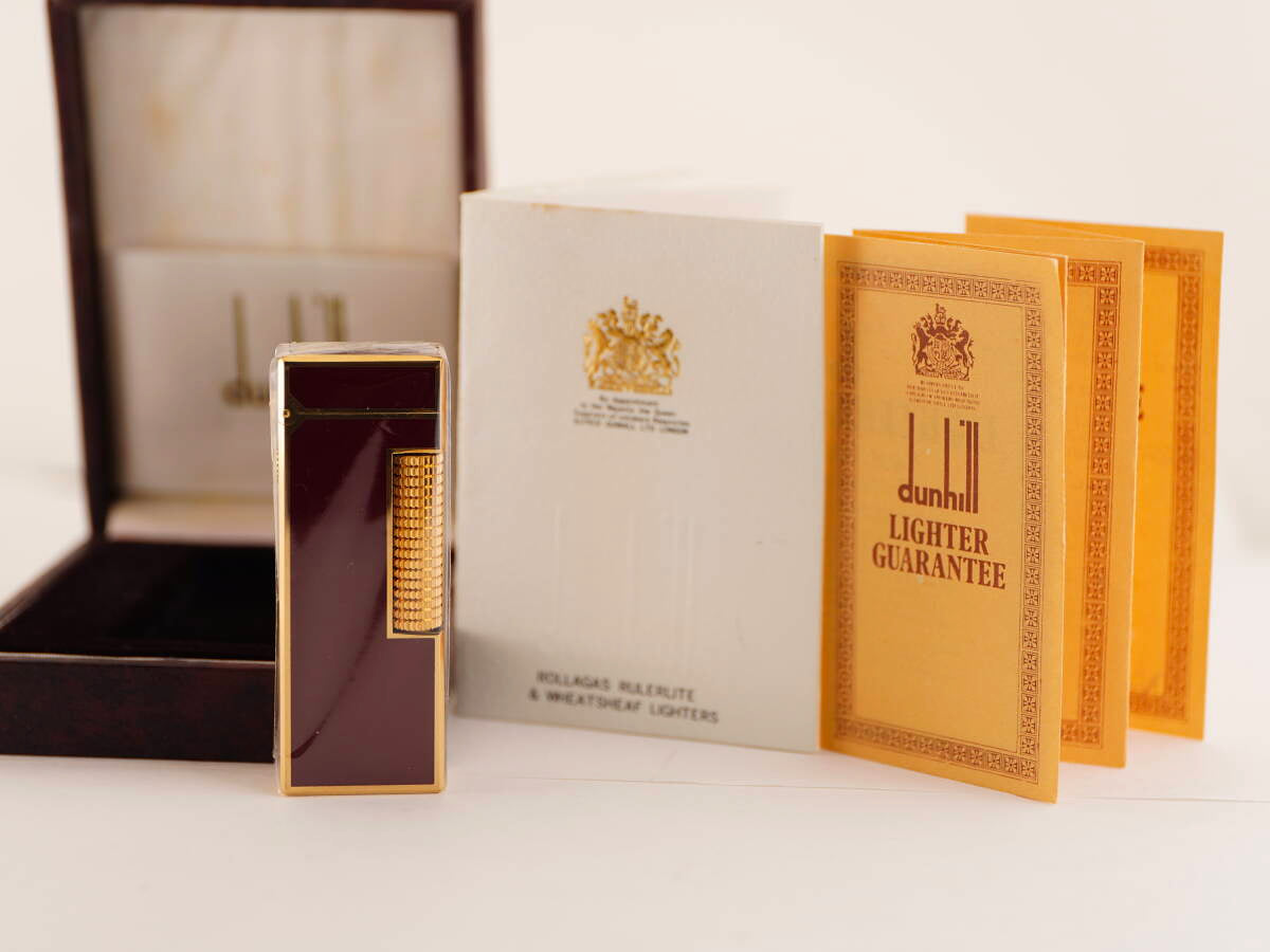 dunhill ダンヒル表記 レッド系 漆調 ガスライター ケース・書類類付 ジャンク品