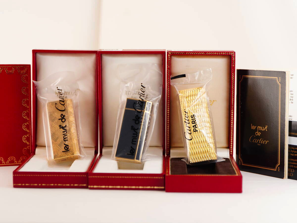 Cartier カルティエ表記 ガスライター 3点 ケース付 ジャンク品