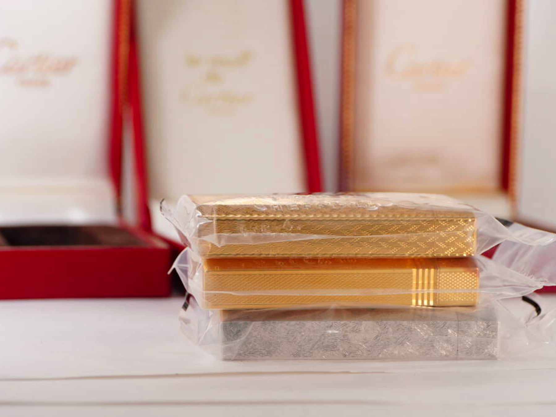 Cartier カルティエ ガスライター 3点セット ゴールドカラー シルバーカラー 純正ケース付 · plate 2