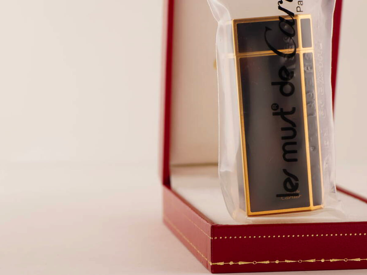 Cartier カルティエ ガスライター ブラック ゴールドカラー 箱付