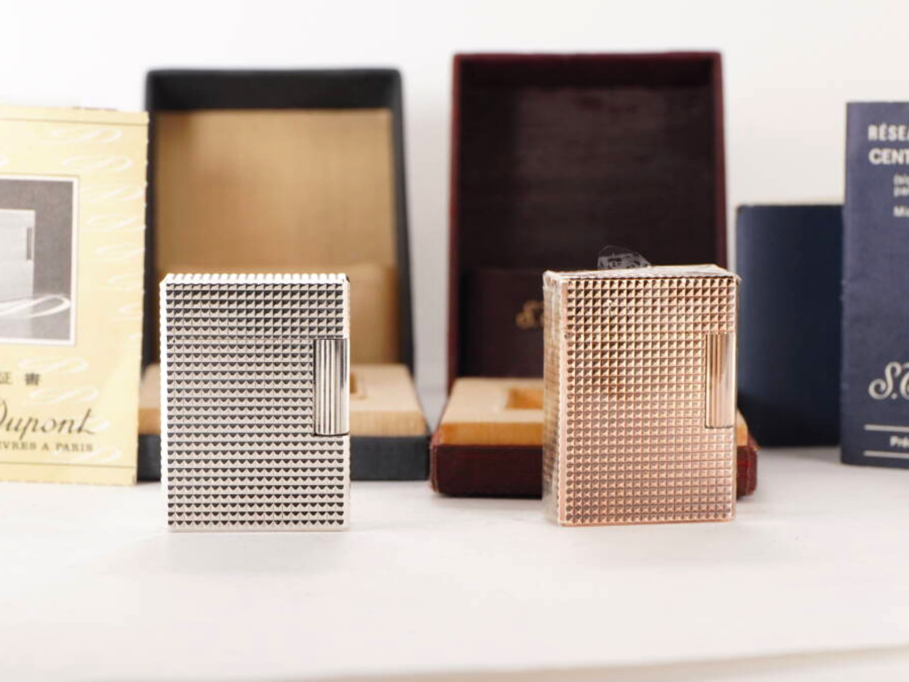 S.T.Dupont エステーデュポン L1 ガスライター 2点セット シルバーカラー ピンクゴールドカラー 元箱付