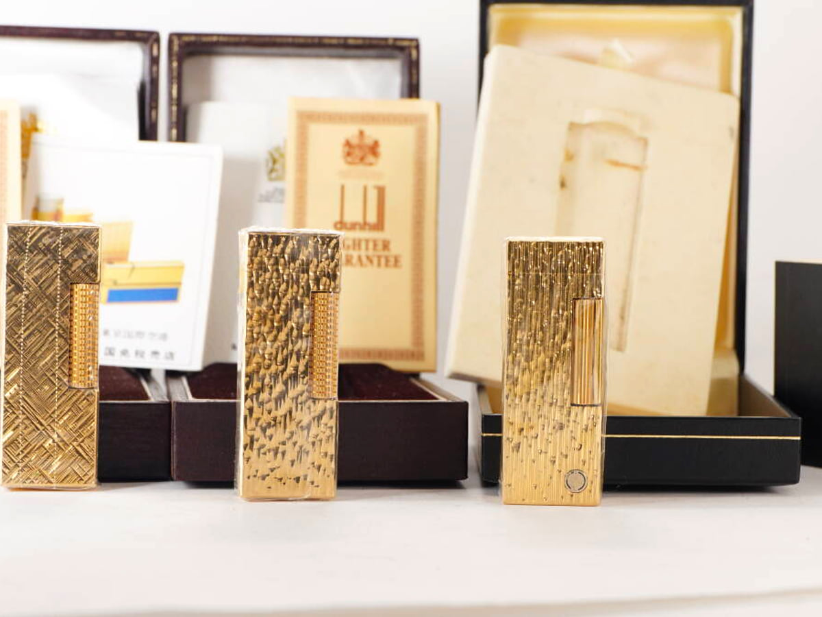 dunhill ダンヒル ガスライター 3点セット ゴールドカラー 各種デザイン 元箱付